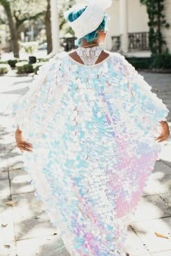 Fringe Co Iridescent Oval Paillette Sequin Long Caftan Shop Spring Sparkles