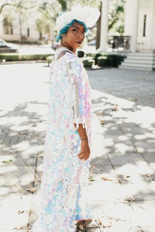 Fringe Co Iridescent Oval Paillette Sequin Long Caftan Shop Spring Sparkles 7 Fringe Co Iridescent Oval Paillette Sequin Long Caftan Shop Spring Sparkles