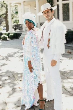 Fringe Co Iridescent Oval Paillette Sequin Long Caftan Shop Spring Sparkles