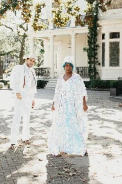 Fringe Co Iridescent Oval Paillette Sequin Long Caftan Shop Spring Sparkles