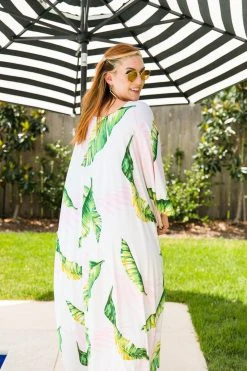 Fringe Co Caftan Club Collection Palm Print Long Caftan
