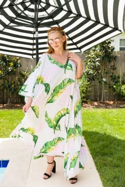 Fringe Co Caftan Club Collection Palm Print Long Caftan