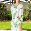 Fringe Co Caftan Club Collection Palm Print Long Caftan
