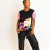 Fringe Co Party Tees Madonna Neon Pink Sequin Sleeve Party Tee