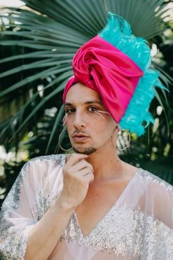 Fringe Co Pink Satin With Blue Feather Party Wrap Shop Spring Sparkles