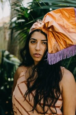 Fringe Co Party Wraps Copper Metallic With Lavender Fringe Party Wrap