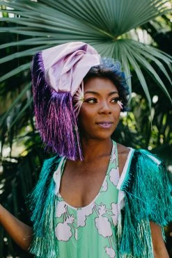 Fringe Co Party Wraps Lavender Metallic With Purple Tinsel Fringe Trim Party Wrap