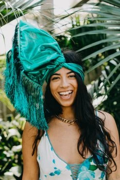 Fringe Co Party Wraps Teal Metallic With Teal Tinsel Fringe Party Wrap
