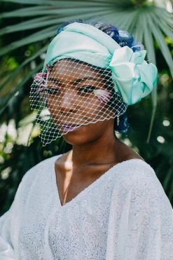 Fringe Co Mint Satin With Mint Veil Party Wrap