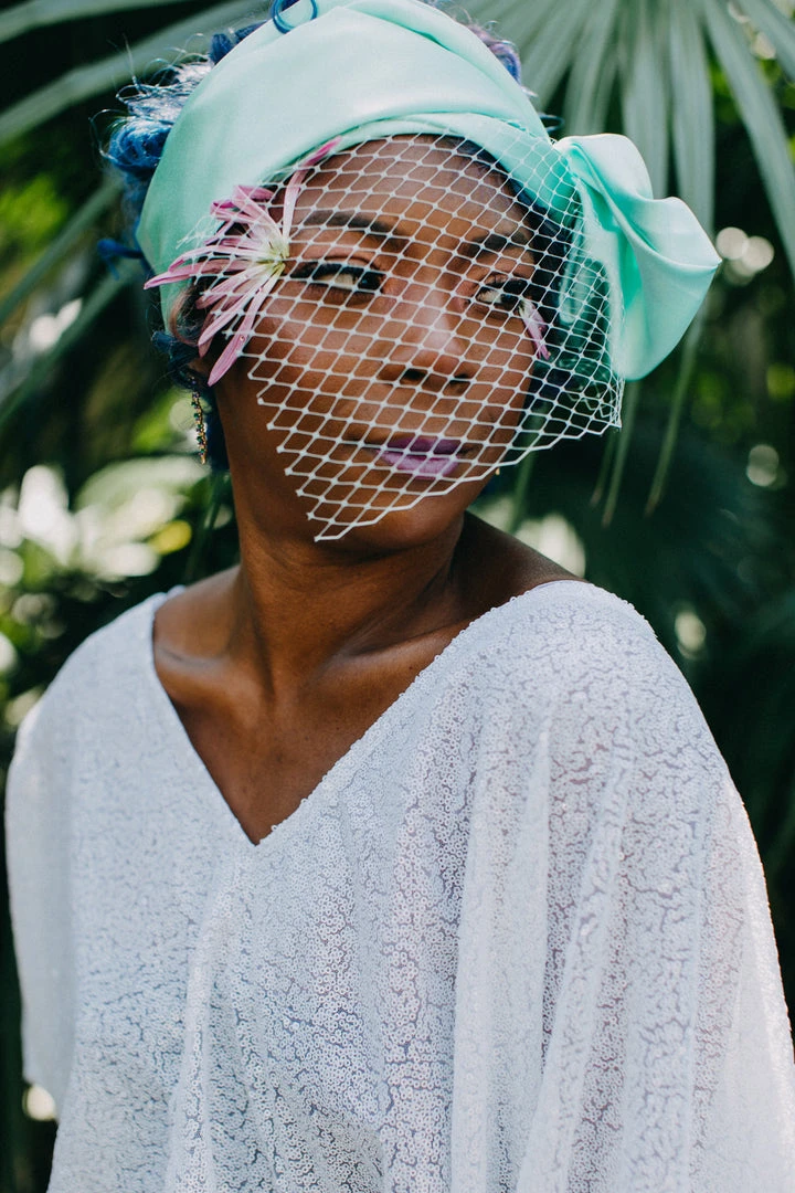 Fringe Co Mint Satin With Mint Veil Party Wrap 3 Fringe Co Mint Satin With Mint Veil Party Wrap