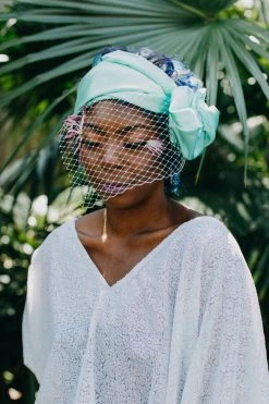 Fringe Co Mint Satin With Mint Veil Party Wrap 8 Fringe Co Mint Satin With Mint Veil Party Wrap