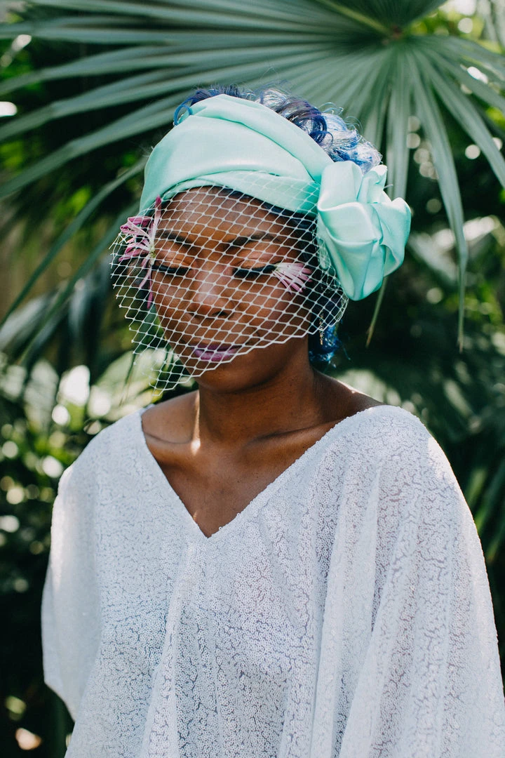 Fringe Co Mint Satin With Mint Veil Party Wrap 4 Fringe Co Mint Satin With Mint Veil Party Wrap