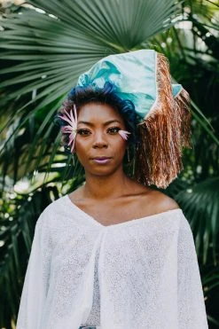 Fringe Co Party Wraps Blue Metallic With Rose Gold Tinsel Party Wrap