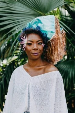 Fringe Co Party Wraps Blue Metallic With Rose Gold Tinsel Party Wrap