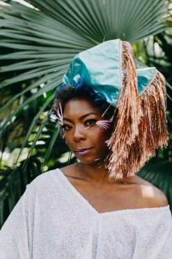 Fringe Co Party Wraps Blue Metallic With Rose Gold Tinsel Party Wrap