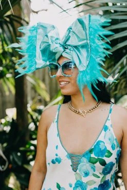 Fringe Co Blue Metallic With Blue Feather Party Wrap Party Wraps