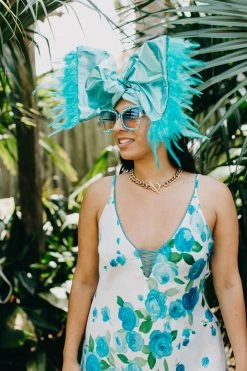 Fringe Co Blue Metallic With Blue Feather Party Wrap Party Wraps