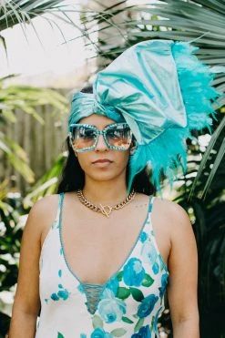 Fringe Co Blue Metallic With Blue Feather Party Wrap Party Wraps