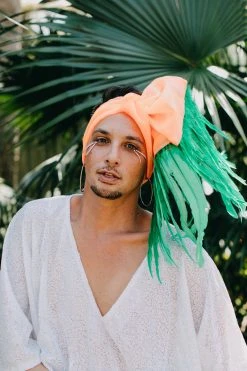 Fringe Co Green Chiffon With Green Feather Party Wrap