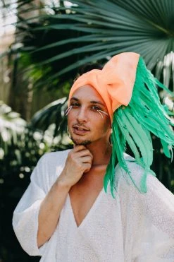 Fringe Co Green Chiffon With Green Feather Party Wrap