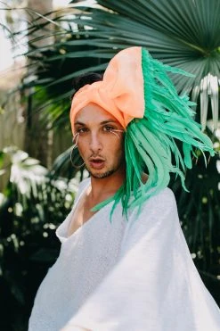 Fringe Co Green Chiffon With Green Feather Party Wrap