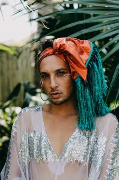 Fringe Co Party Wraps Red Metallic With Teal Tinsel Party Wrap