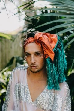 Fringe Co Party Wraps Red Metallic With Teal Tinsel Party Wrap