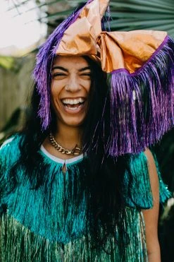 Fringe Co Copper Metallic With Purple Tinsel Party Wrap