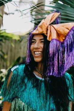 Fringe Co Copper Metallic With Purple Tinsel Party Wrap