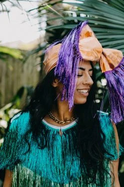 Fringe Co Copper Metallic With Purple Tinsel Party Wrap