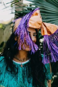 Fringe Co Copper Metallic With Purple Tinsel Party Wrap