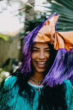 Fringe Co Copper Metallic With Purple Tinsel Party Wrap