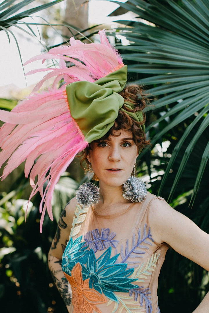 Fringe Co Shop Spring Sparkles Chartreuse Satin With Pink Feather Party Wrap 1 Fringe Co Shop Spring Sparkles Chartreuse Satin With Pink Feather Party Wrap