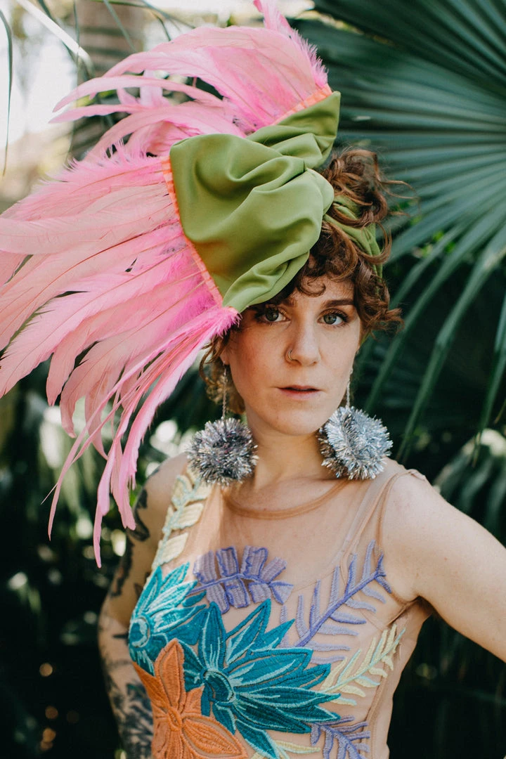 Fringe Co Shop Spring Sparkles Chartreuse Satin With Pink Feather Party Wrap 5 Fringe Co Shop Spring Sparkles Chartreuse Satin With Pink Feather Party Wrap