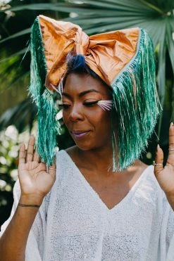 Fringe Co Copper Metallic With Mint Tinsel Party Wrap Party Wraps