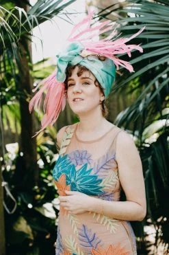 Fringe Co Shop Spring Sparkles Mint Satin With Pink Feather Party Wrap