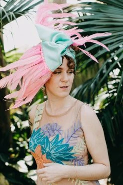 Fringe Co Shop Spring Sparkles Mint Satin With Pink Feather Party Wrap