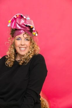 Fringe Co Pink Metallic With Pom Pom Party Wrap