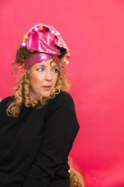 Fringe Co Pink Metallic With Pom Pom Party Wrap