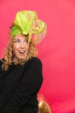 Fringe Co Chartreuse Green With Purple And Gold Fringe Trim Party Wrap