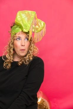 Fringe Co Chartreuse Green With Purple And Gold Fringe Trim Party Wrap