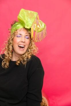 Fringe Co Chartreuse Green With Purple And Gold Fringe Trim Party Wrap