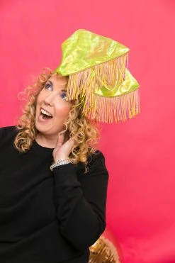 Fringe Co Chartreuse Green With Purple And Gold Fringe Trim Party Wrap