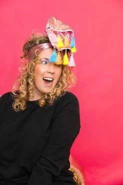 Fringe Co Pink Metallic With Rainbow Tassel Party Wrap