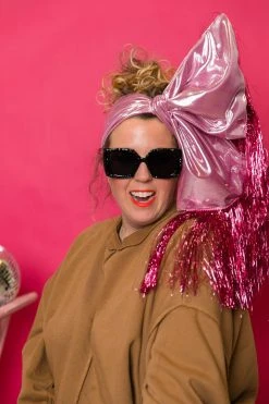 Fringe Co Pink Metallic With Pink Tinsel Trim Party Wrap Party Wraps