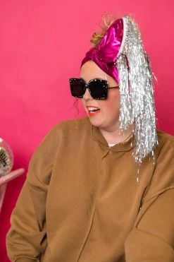 Fringe Co Pink Metallic With Silver Tinsel Trim Party Wrap Party Wraps