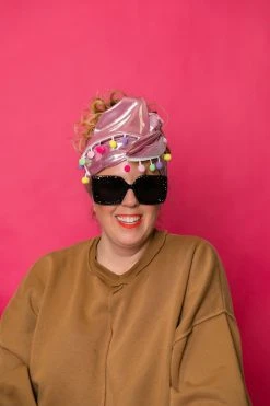 Fringe Co Pink Metallic With Pom Pom Party Wrap