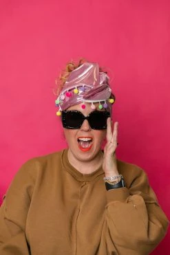 Fringe Co Pink Metallic With Pom Pom Party Wrap