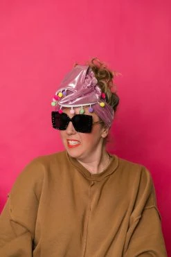 Fringe Co Pink Metallic With Pom Pom Party Wrap