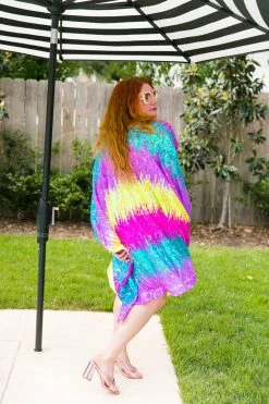 Fringe Co Pastel Firecracker Sequin Short Caftan Caftan Club Collection